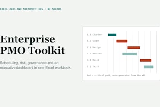create an enterprise pmo toolkit in excel with scheduling and risk