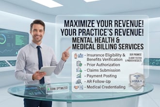 handle mental health and medical billing,  rcm and credentialing