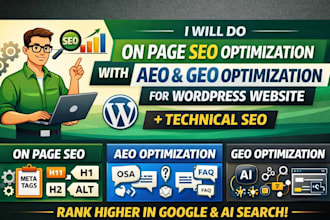 do on page SEO optimization with aeo GEO optimization for wordpress website