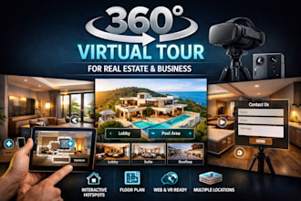 create a professional 360 virtual tour for real estate , houses