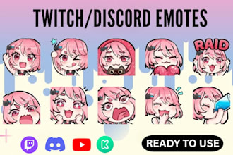 draw custom twitch emote vtuber pfp chibi animated sub badges for stream