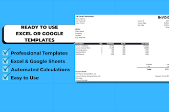 provide ready to use excel or google sheets templates