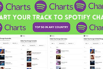 chart your spotify music to top 50 spotify chart using real organic growth
