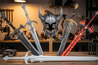 design 3d print and paint custom cosplay sword armor prop model mask 3d printing