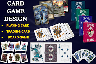 do card game design, playing card, trading card board game, card box, card game