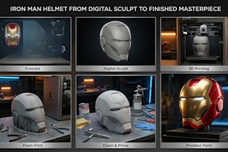 sculpt 3d print and paint custom 3d cosplay mask 3d helmet cosplay armor design