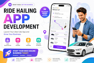 develop taxi booking app, ride hailing app and uber clone