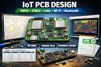 design iot pcbs using esp32, stm32, or lora with schematic, gerber, and bom