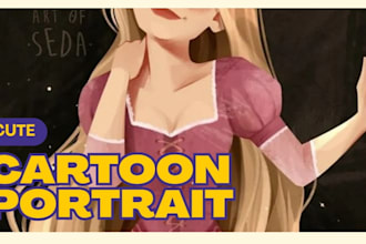 draw cute disney style cartoon portraits