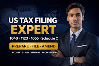 professionally prepare and file US tax returns 1040, 1120, 1065 and schedule c