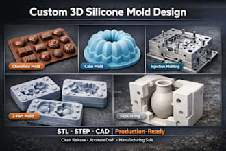 do custom 3d silicone mold for chocolate, cake, injection molding, slip casting