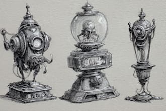 draw ink and pencil illustration for you