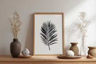 design abstract printable tropical palm leaf wall art