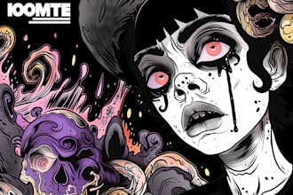 draw horror and gothic line art illustrations