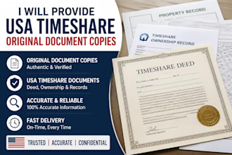 provide USA timeshare original document copies