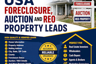 provide USA foreclosure, auction and reo property leads