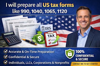 prepare all US tax forms like 990, 1040, 1065, 1120