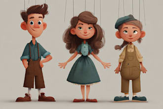 design vector cartoon characters puppet ready for 2d animation