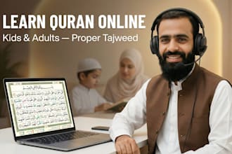 teach quran reading with proper tajweed to kids adult online