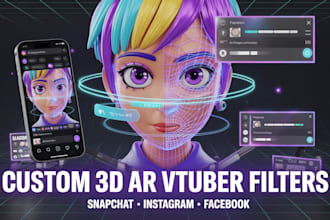 create custom 3d ar vtuber filters for snapchat, instagram facebook effects