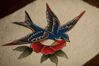 create a marvelous traditional or old school tattoo design