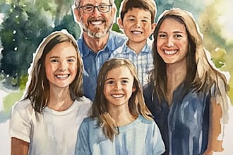 custom watercolor family portrait