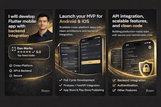 develop a professional flutter mobile app with backend integration