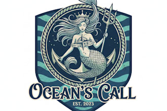 design a mystical and elegant mermaid logo for your brand
