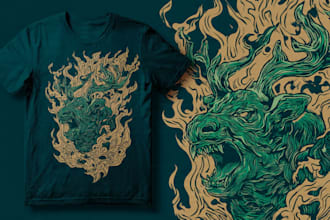 create linocut tshirt design for brands