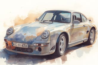 do a car watercolor portrait from your photo