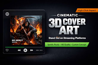 design cinematic 3d album cover art for music artists