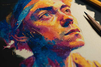 hand drawn artistic watercolor art