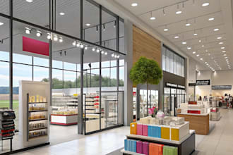 male design and render your 3d retail stores, shops,