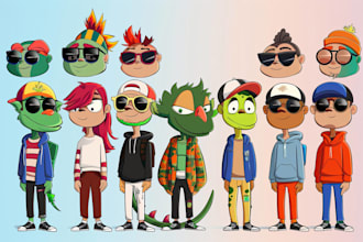 design cartoon characters for nft collections with metadata