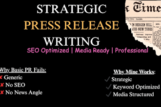 write SEO optimized strategic press release that builds authority