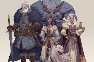 do group party character art, dnd party