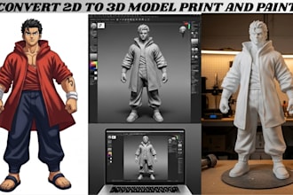 custom 3d print, sculpt and paint your character figurine