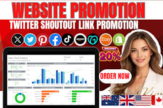 share, twitter shoutout,  promote and advertise website using social media ads