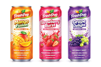 do soda, juice, and energy drink can label design
