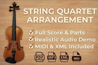 transcribe and arrange professional string quartet sheet music