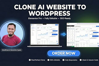 clone ai website or convert ai saas website to wordpress with elementor pro