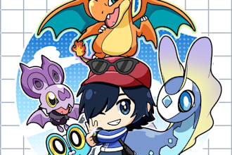 draw your trainer and pokemon chibi art journey