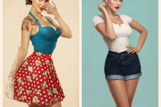 pin up girl and pin up girl illustration