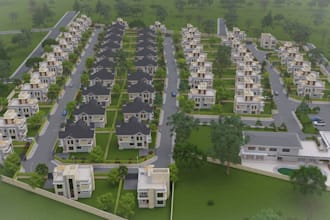 design realistic 3d architectural landscape, town plan and site masterplan