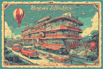 make a poster design in a retro vintage style