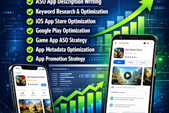 do aso app description title keyword app promotion  for ios and google play