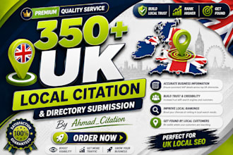 build 350 UK local citations and directory listings for local SEO