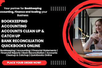 quickbooks online bookkeeping, accounting, cleanup, catchup, bank reconciliation