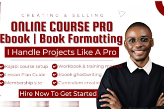 create online course content, course creation, ebook writing and book formatting