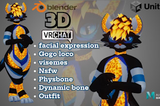 make custom vrchat avatar, furry avatar, vrc avatar, furry model, nsfw 3d model